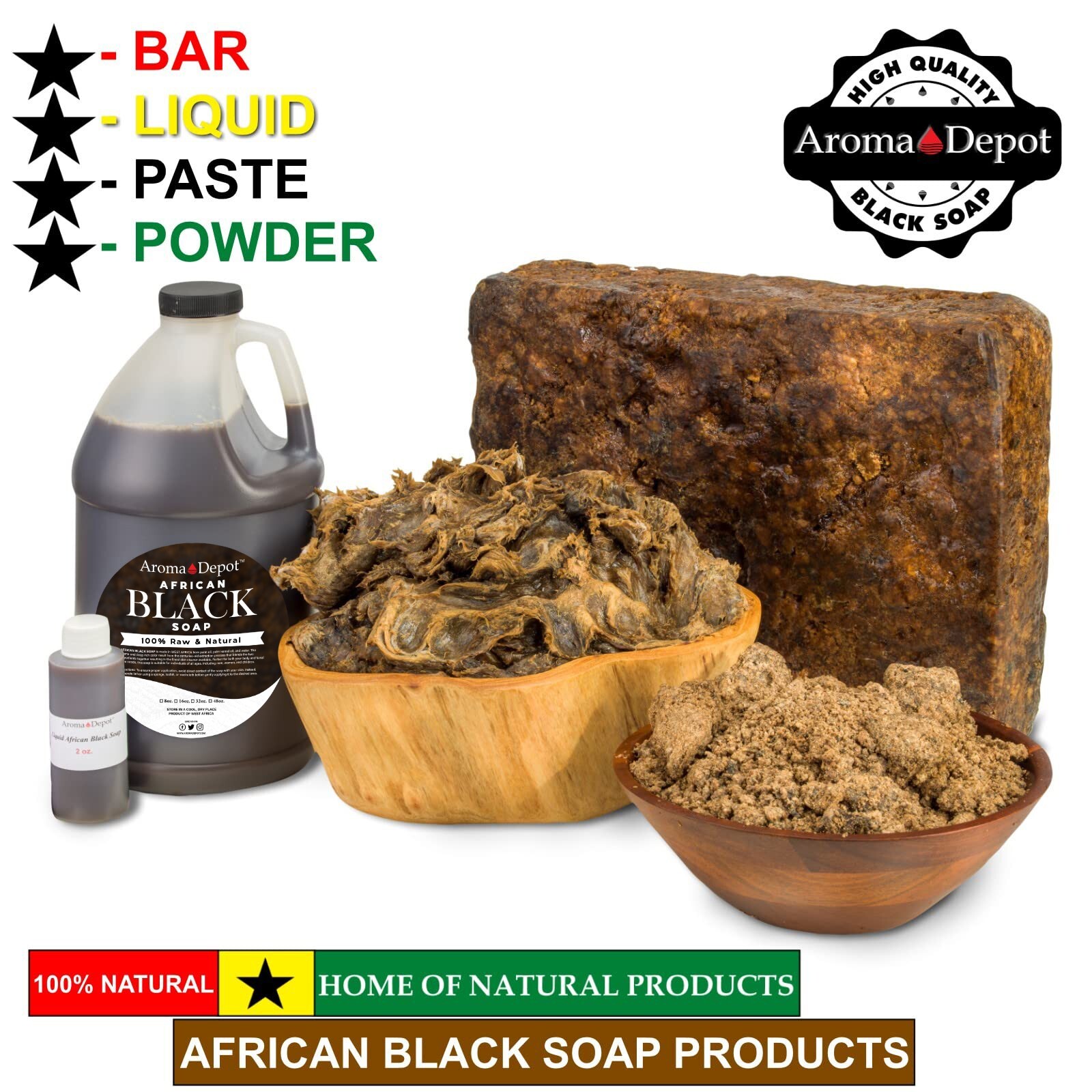 Raw African Black Soap Paste 2 lb. Natural 100% Pure Unrefined Face Body Hair