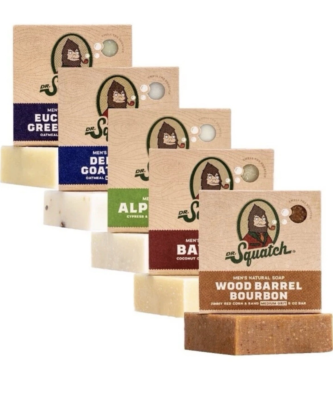 Dr. Squatch All Natural Bar Soap for Men, 5 Bar Variety Pack – Alpine Sage, Bay