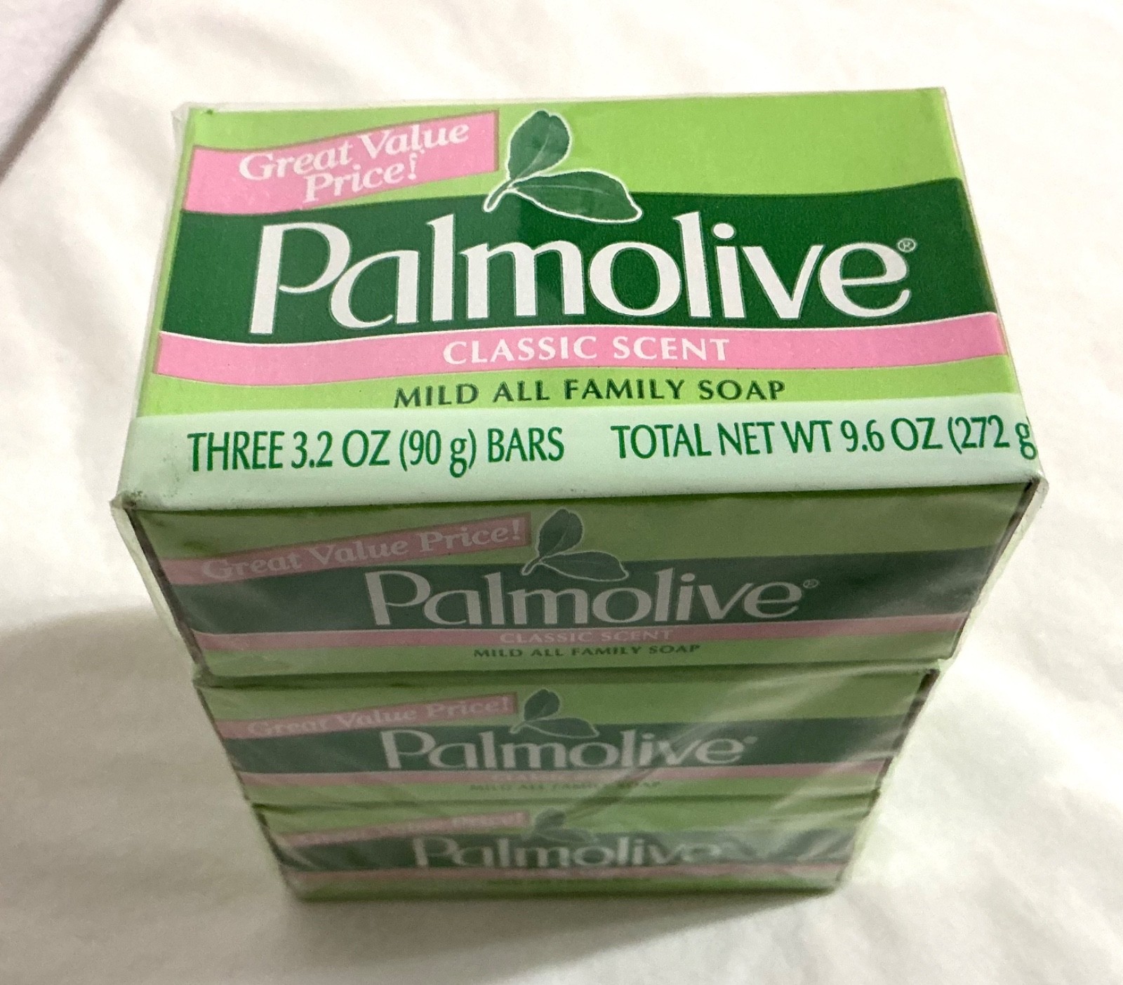 Palmolive Classic Scent Mild All Family Soap 3-Pack 3.2 Oz Bars, Sealed