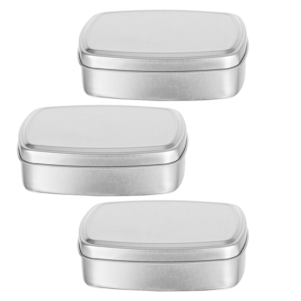 3PCS Travel Soap Container Soap Boxes Tin Cookie Box Rectangular Metal Tin