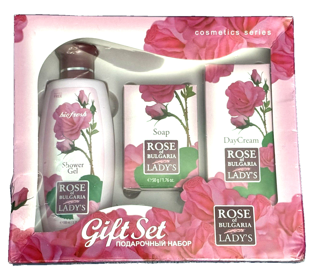 Biofresh Rose of Bulgaria Lady’s Gift Set Shower Gel Soap Day Cream w/ Rose Oil