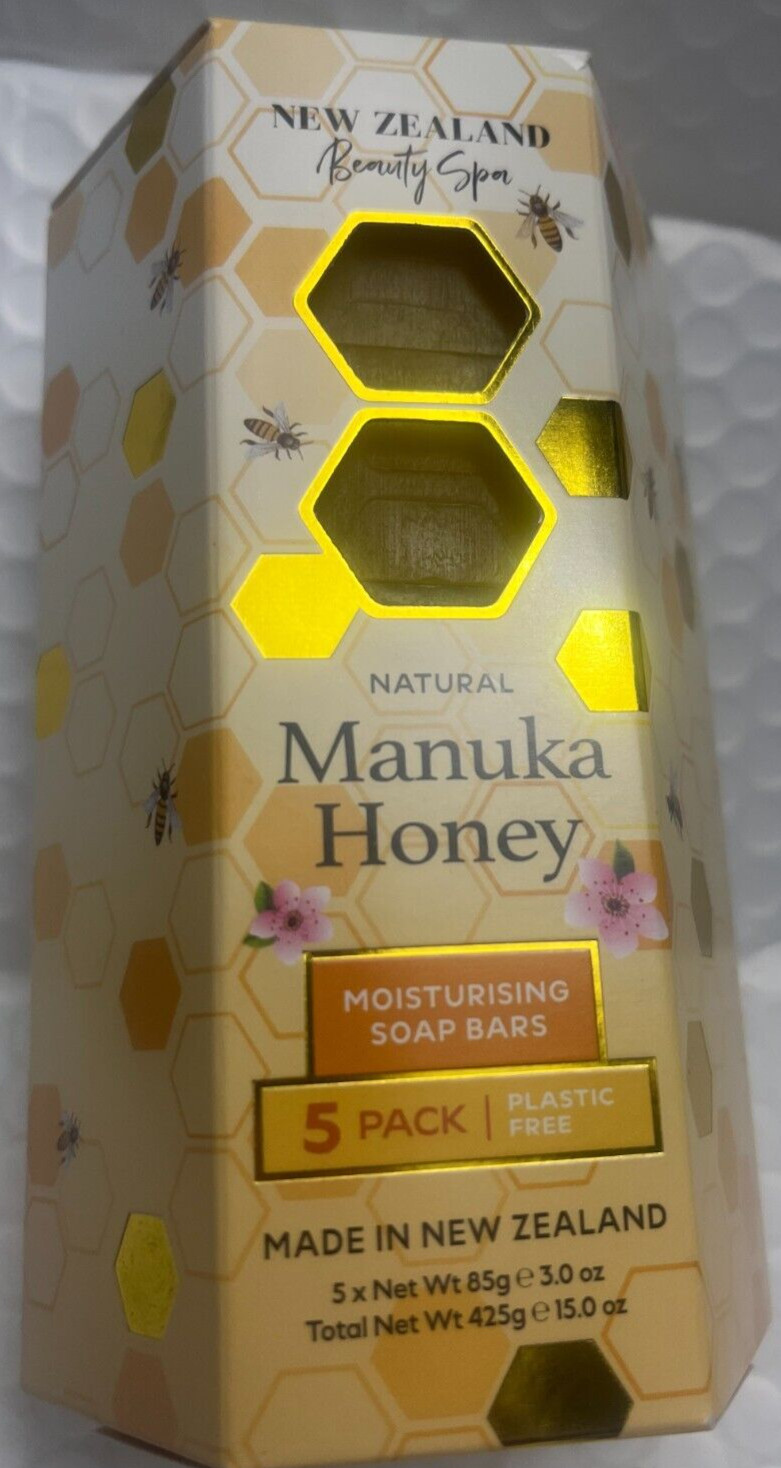 NEW ZEALAND BEAUTY SPA NATURAL MANUKA HONEY (5PACK )MOISTURIZING BARS 5X 3.0 ,OZ