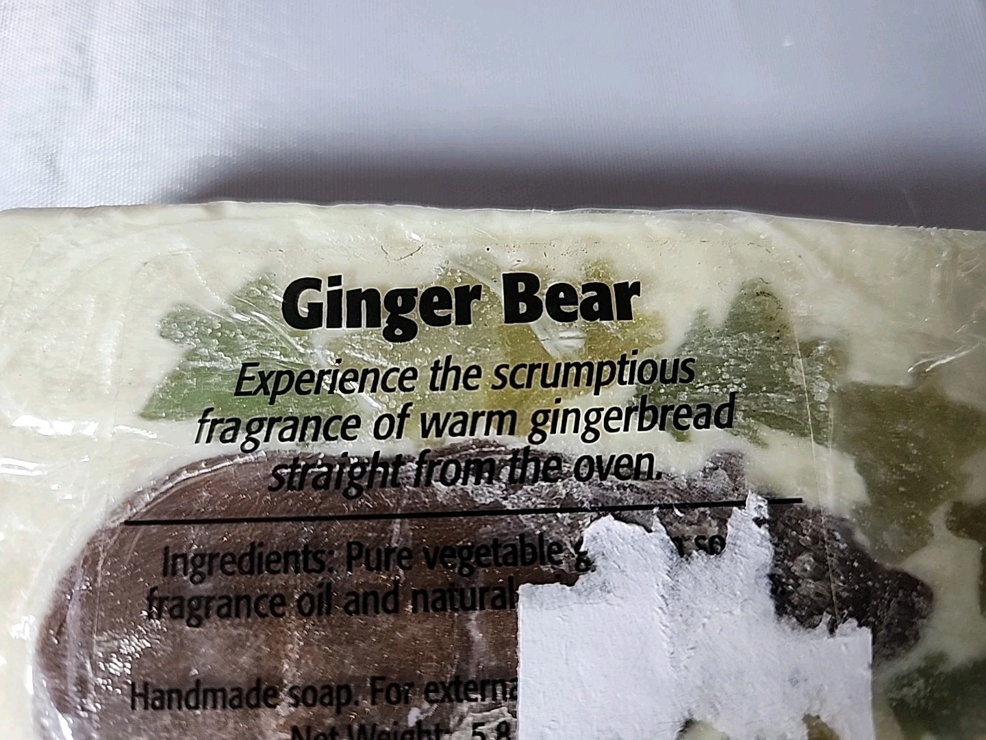 Primal Elements Warm Gingerbread Scent Handmade Bar Soap Ginger Bear 5.8 Oz