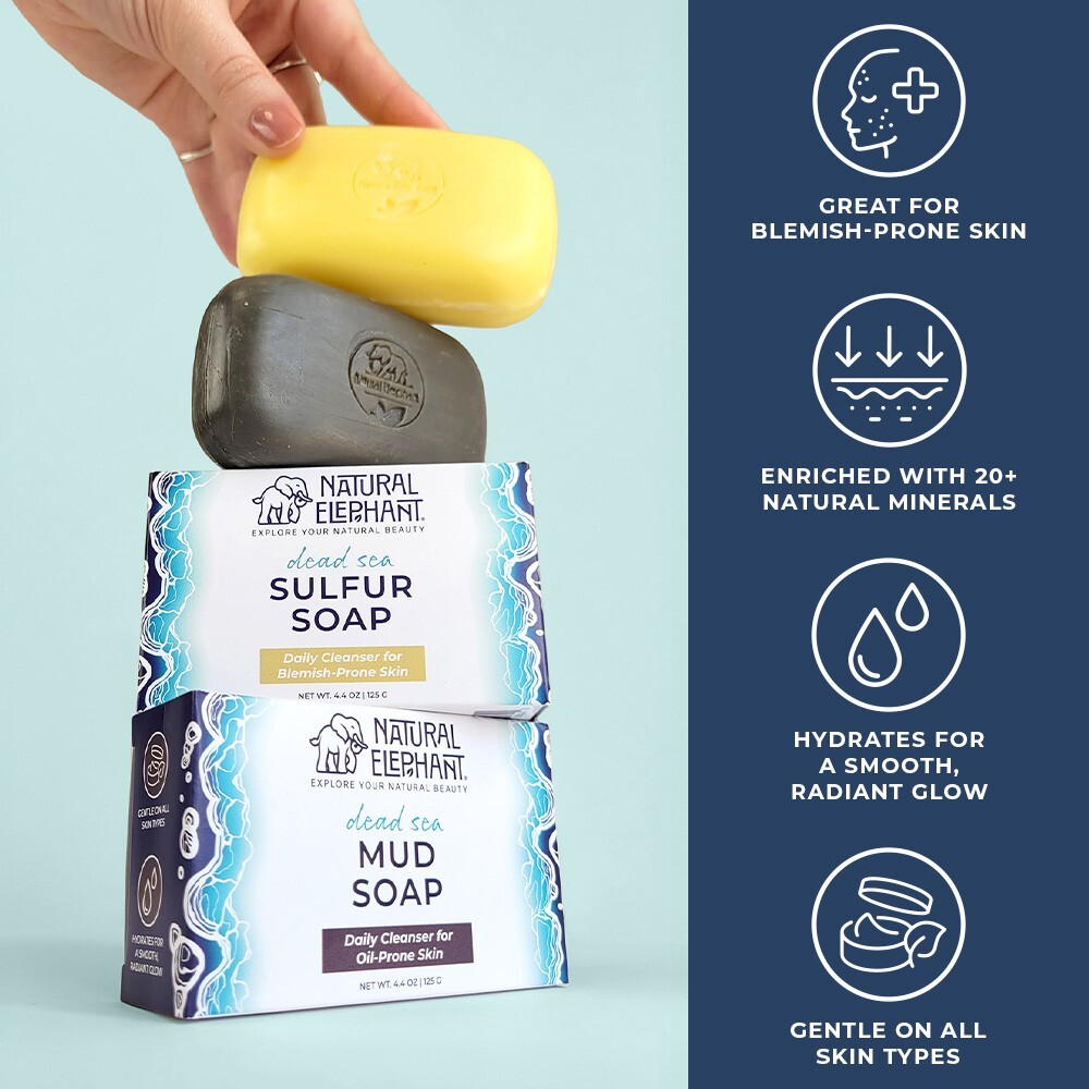Natural Elephant Dead Sea Sulfur Soap 4.4 oz (125 g) Pack of 2