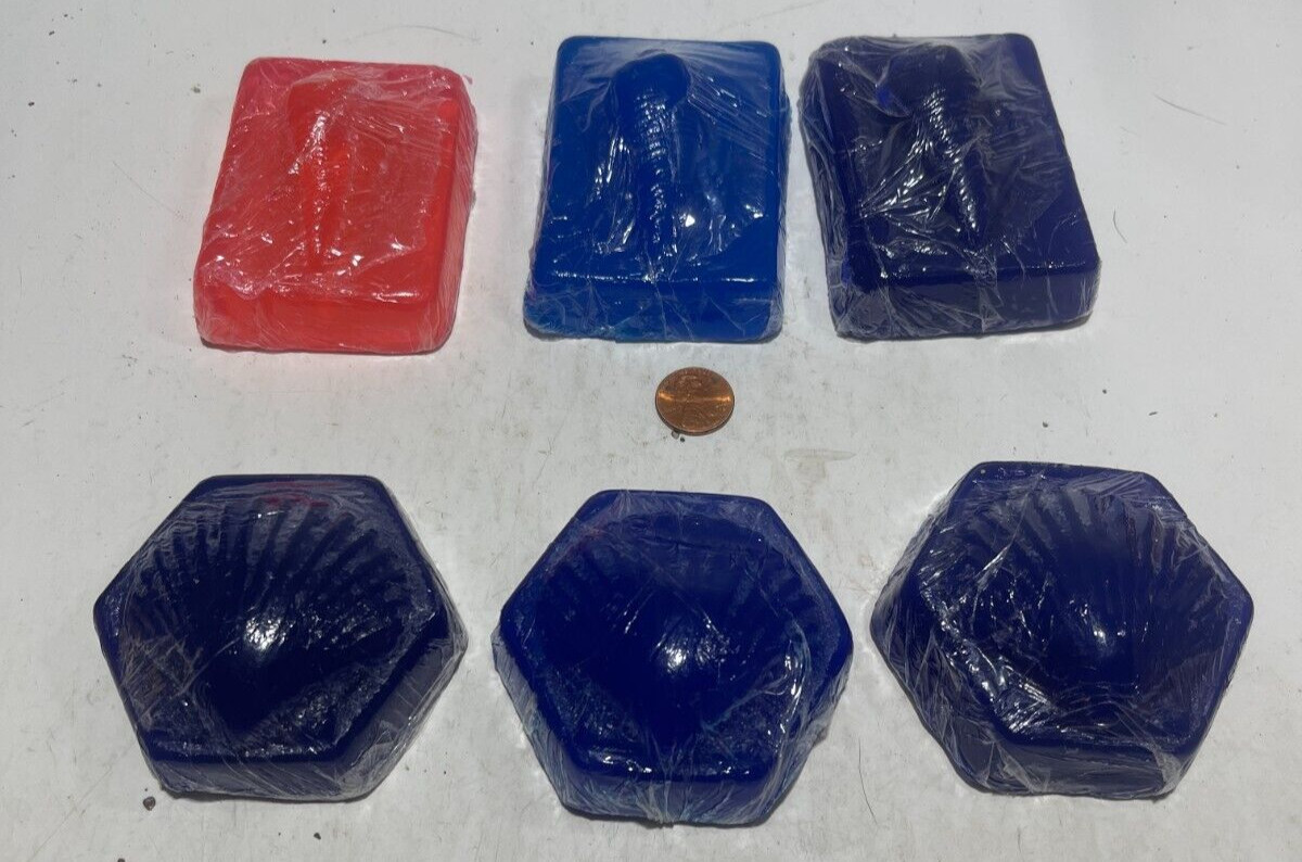Lot Of 6! Seashells Soaps Rectangle + Hexagon Shaped Multicolored