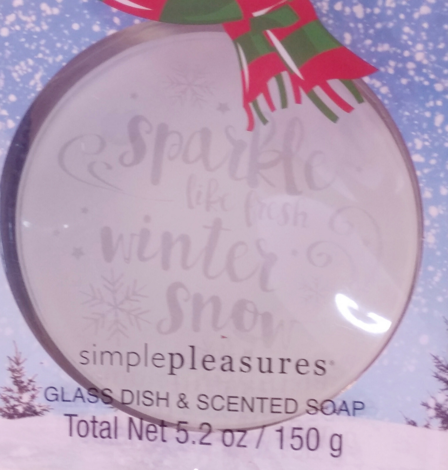Christmas Snowman Glass Soap Dish Scented Gift Set Stocking Stuffer New in Box