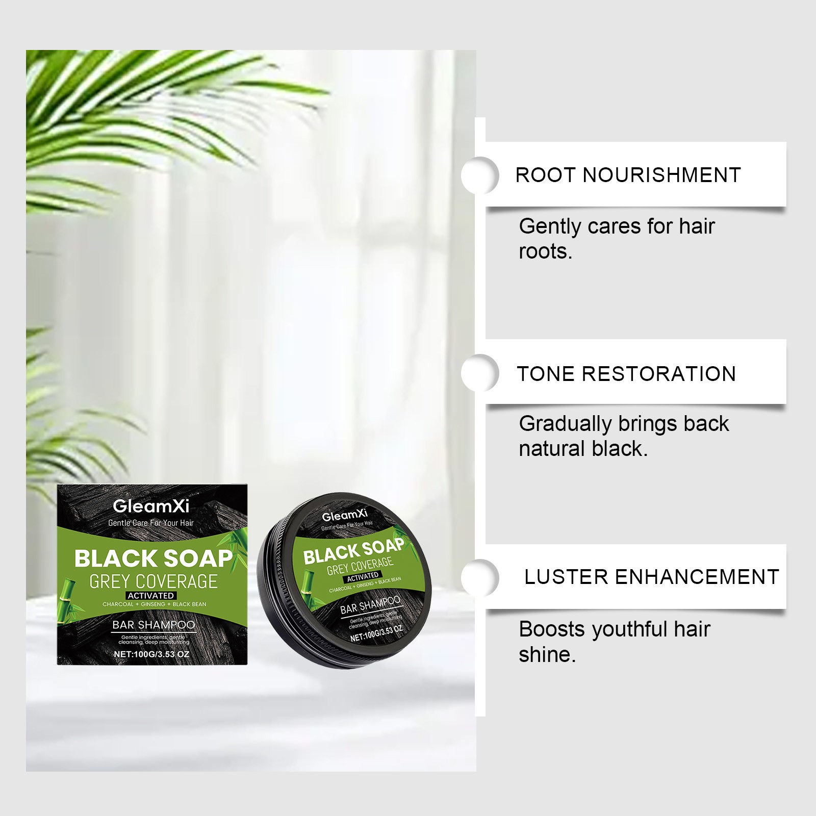 Coconut & Olive Oil Nourishing Shampoo Bar, Smoothing Solid Hair Cleanser