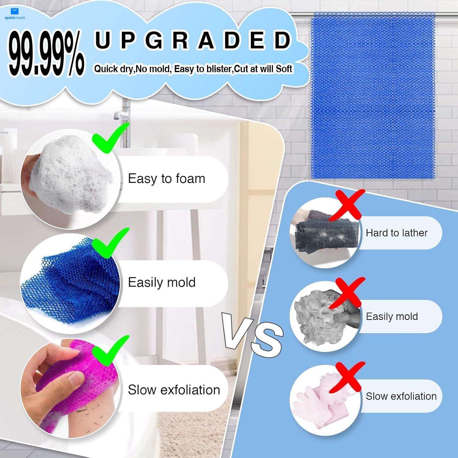 4 Pieces African Net Sponge – Effective Deep Blue, Green, Purple, White