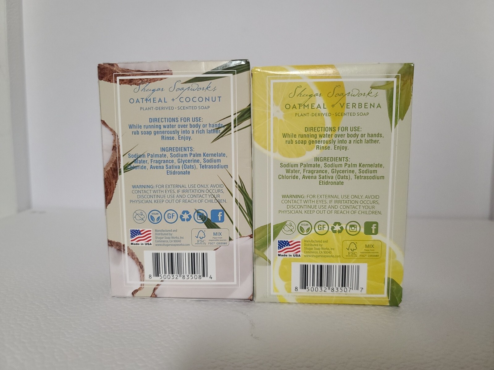 S7*BRAND NEW*4 PCs Shugar Soapworks Scented Soaps Vegan Bars 5 oz MADE IN USA