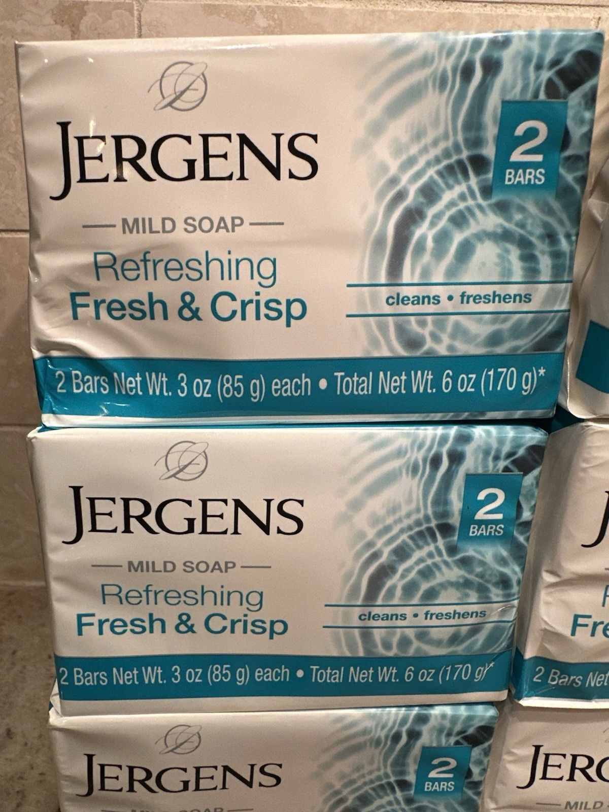 Jergens Refreshing Fresh And Crisp Mild Bar Soap 6 Pack – 12 Bars Total SEALED