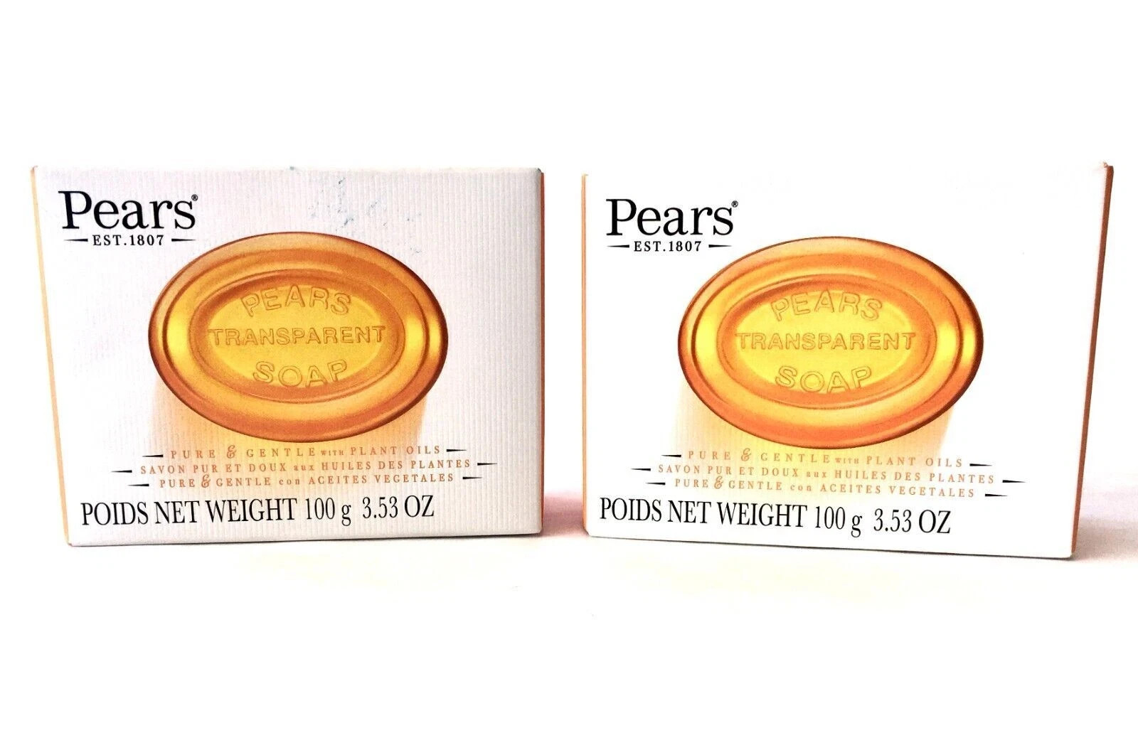 Pears Glycerin Soap, Transparent Amber with Natural Oils, Pure & Gentle 2 Pack