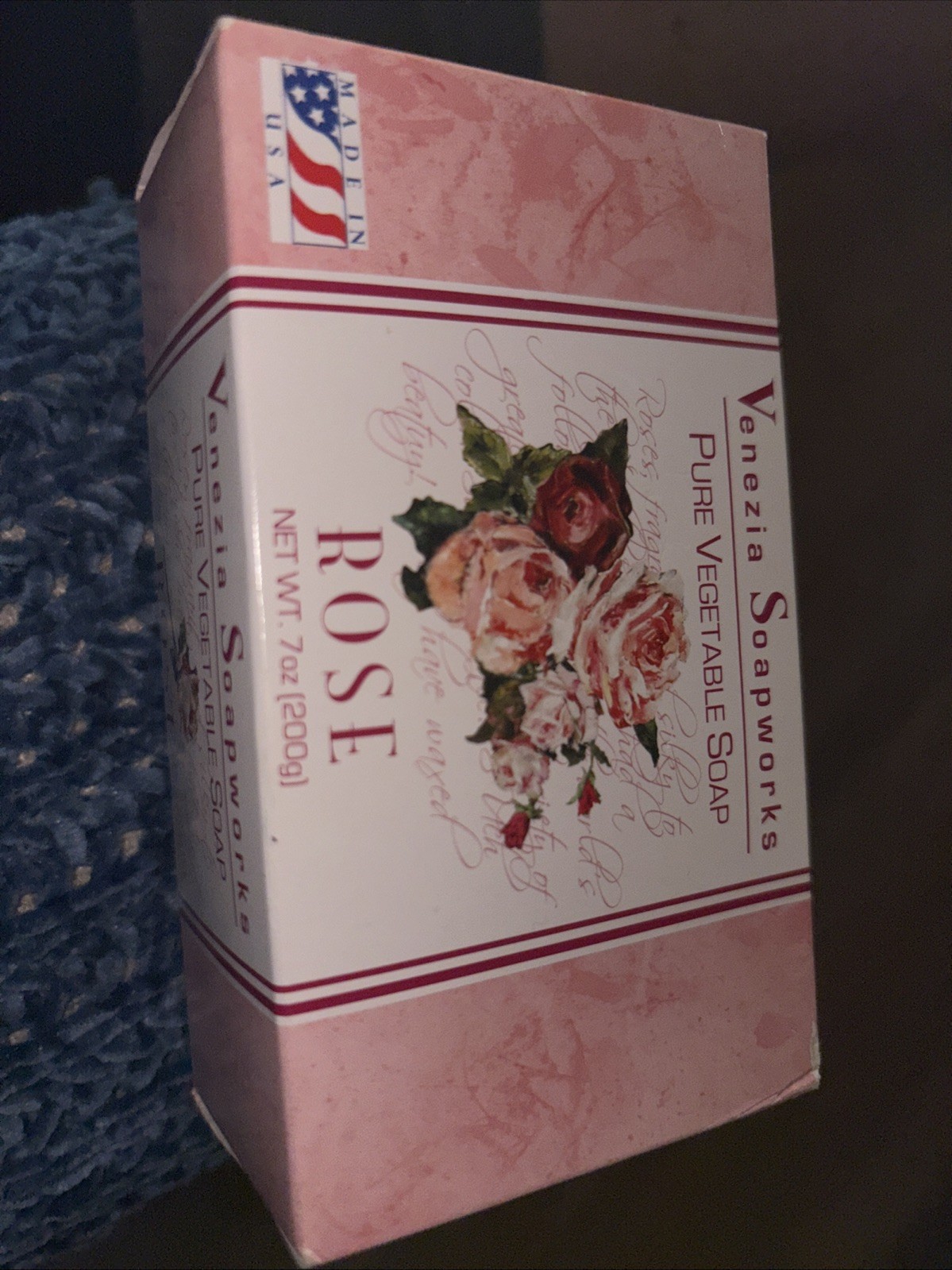 Rose Scented Large Bar Soap By Venezia Soapworks, Made In The USA! New In Box