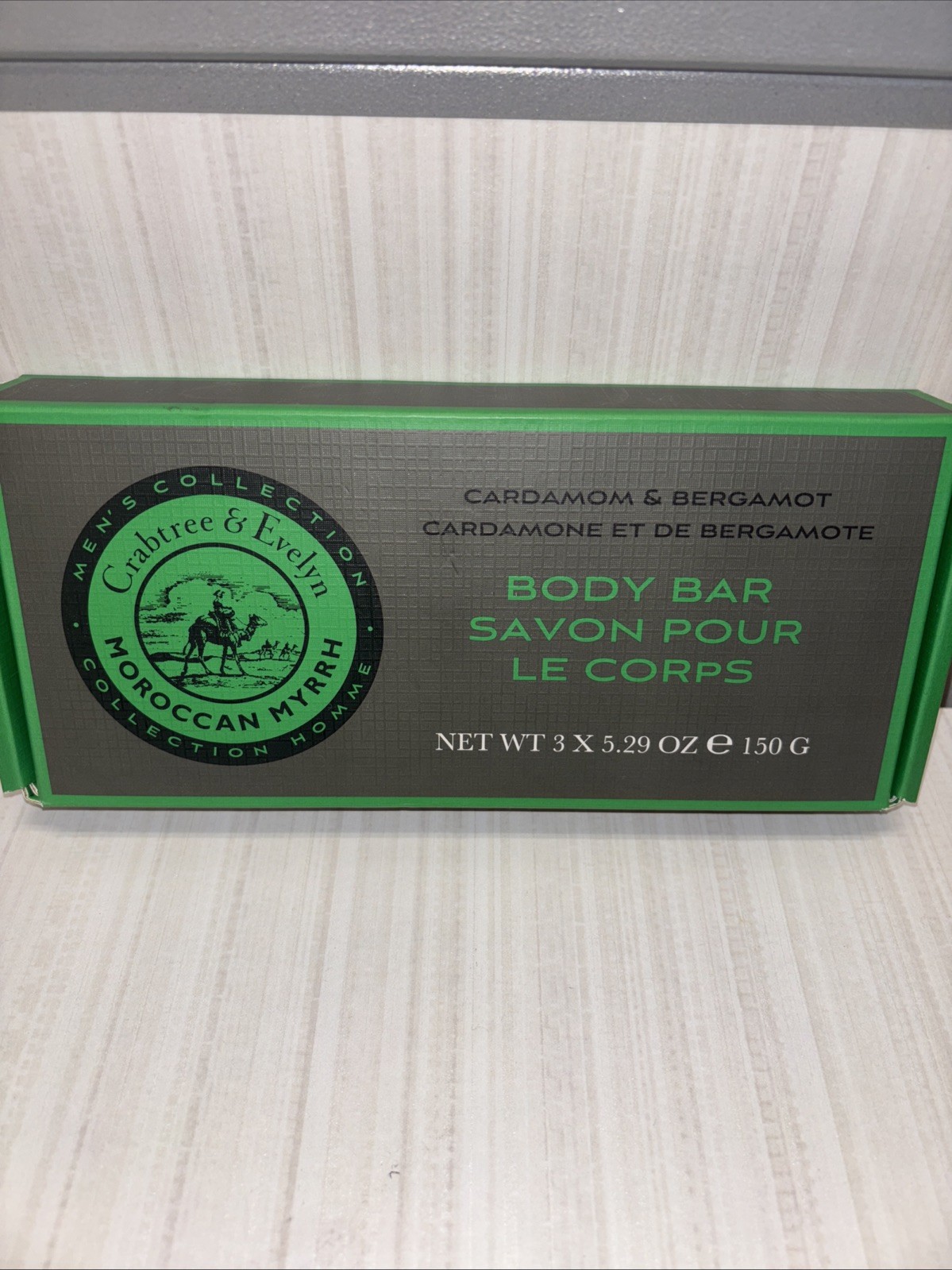 Crabtree & Evelyn Moroccan Myrrh Cardamom & Bergamot Body Bar Bath Soap 3 BARS