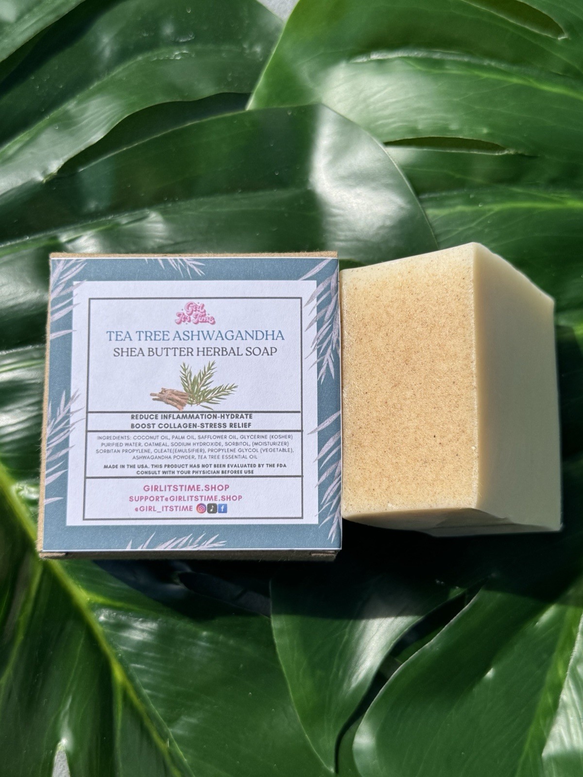 Handmade Tea Tree Ashwagandha Soap Shea Butter Vegan Organic Herbal Bar XL