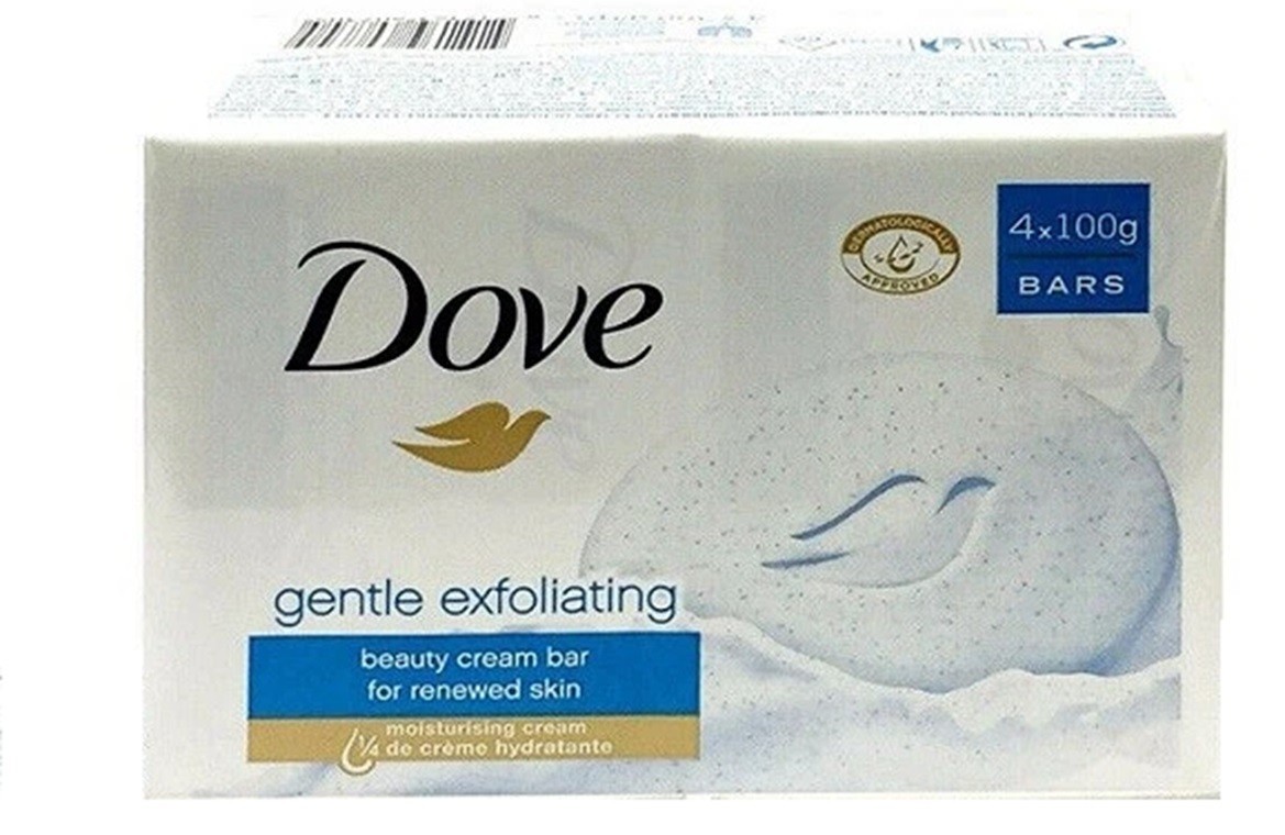 Dove NEW 4-Pack of 100g Gentle Exfoliating Gentle Cleansers Beauty Bars