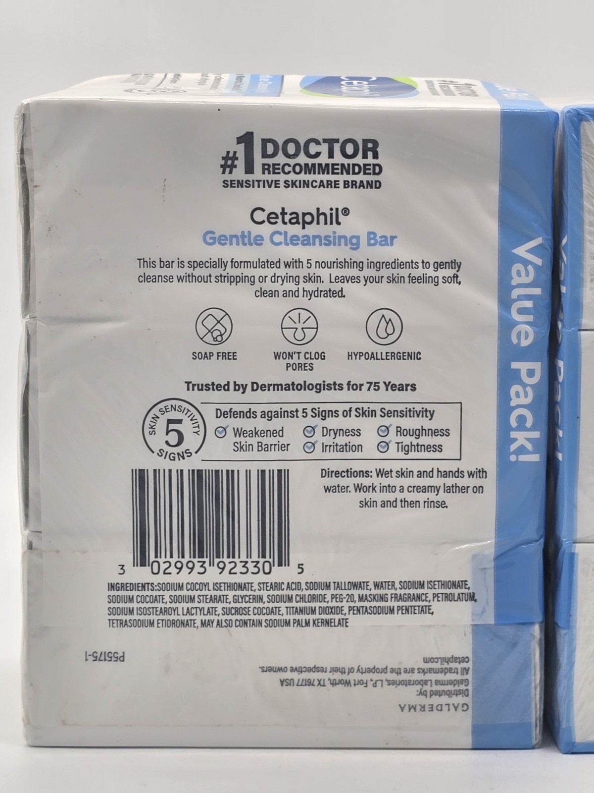 2x VALUE PK Cetaphil GENTLE CLEANSING BAR 4.5oz Dry Sensitive Skin = 6 bars
