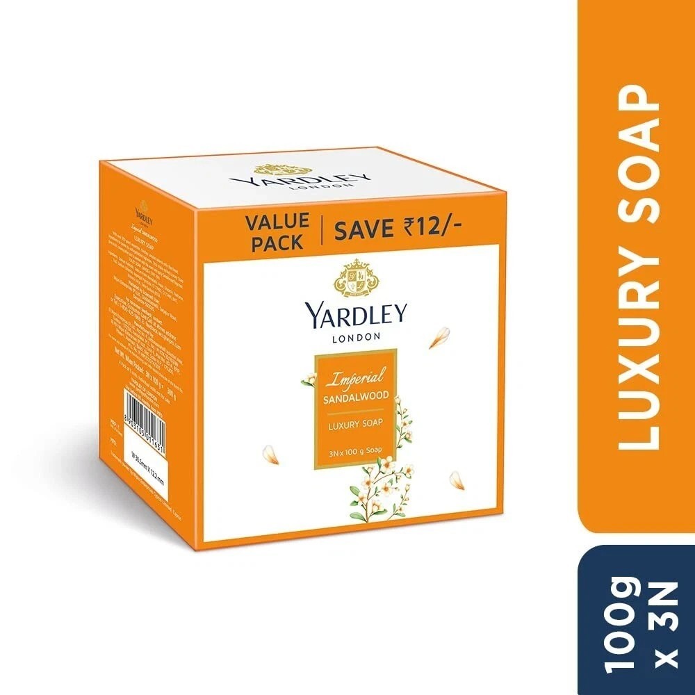 Yardley London Sandalwood Luxury Soap, 100g/3.5oz , Pack of 3