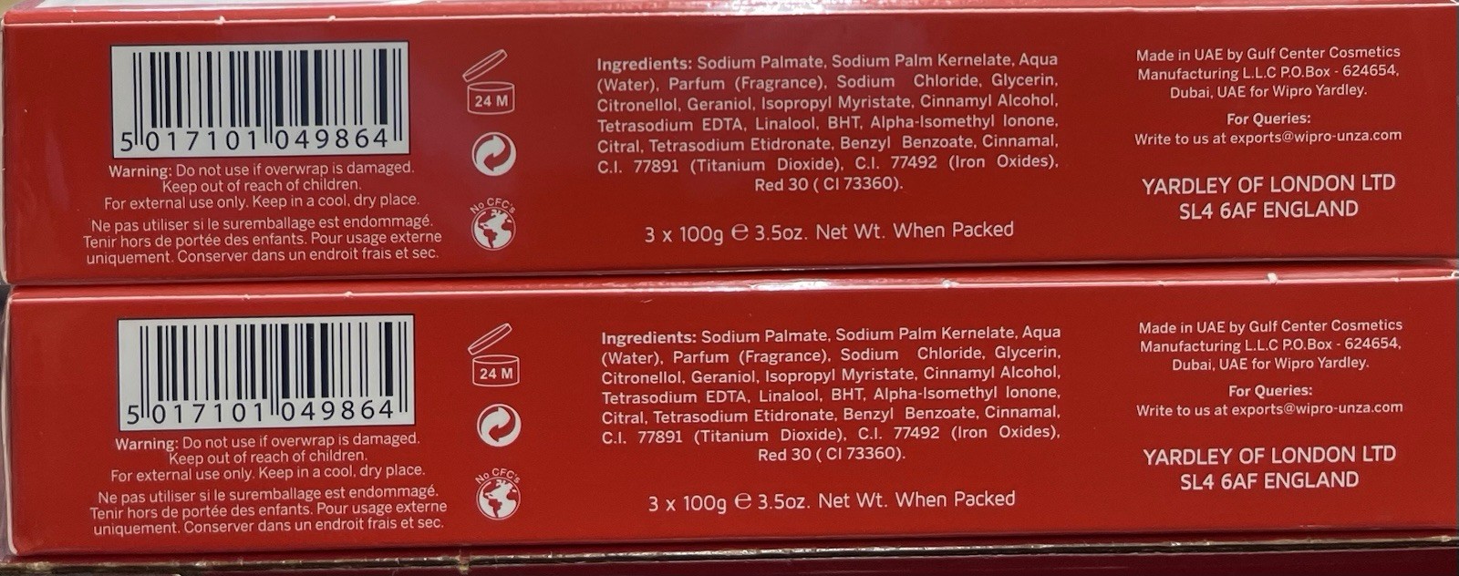 12 Pcs Yardley London Royal Red Roses Luxury Soap Net Wt 100g Each Bar