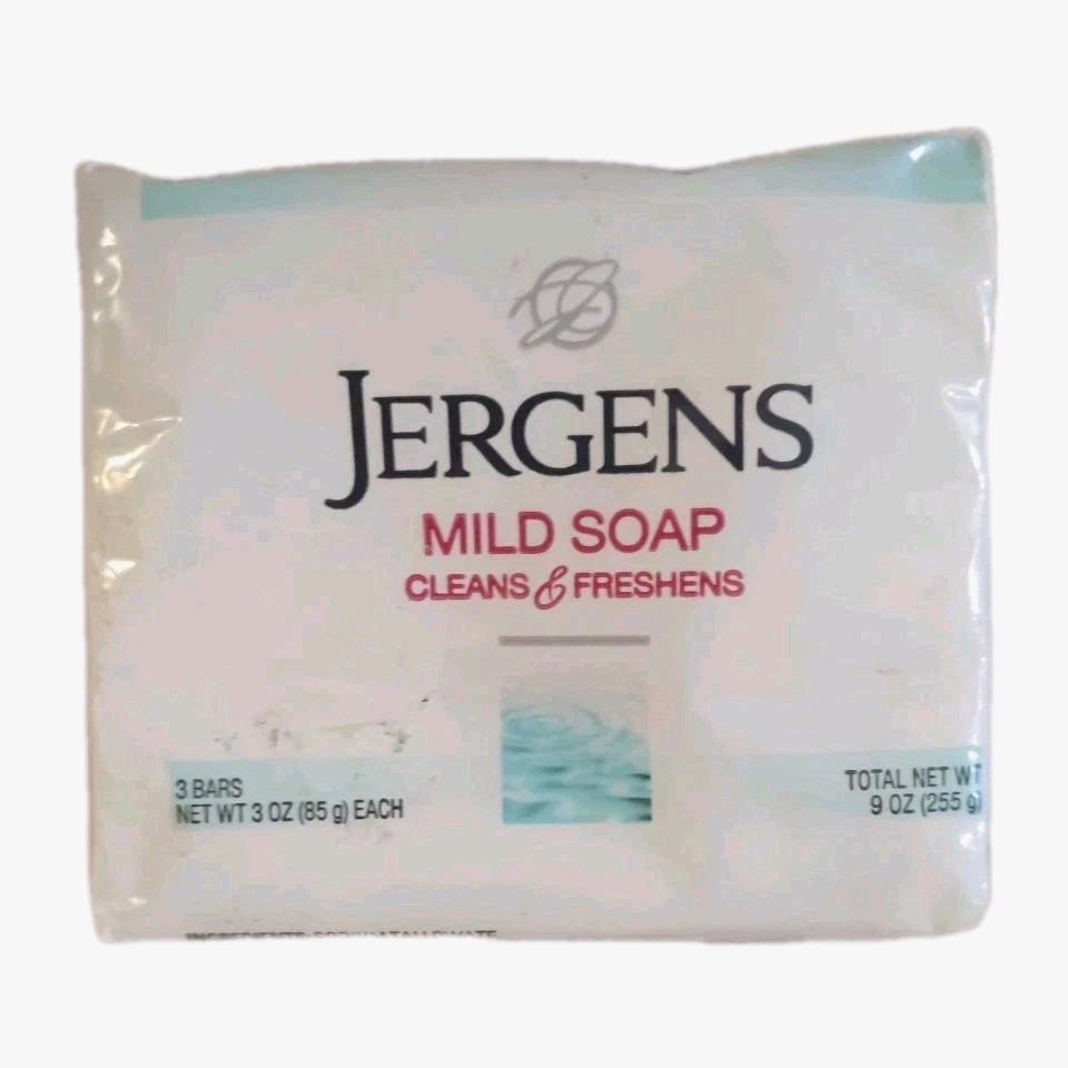 Jergens Mild Bar Soap Pure & Natural 3 Bars 3oz each 2019 Discontinued See Pics
