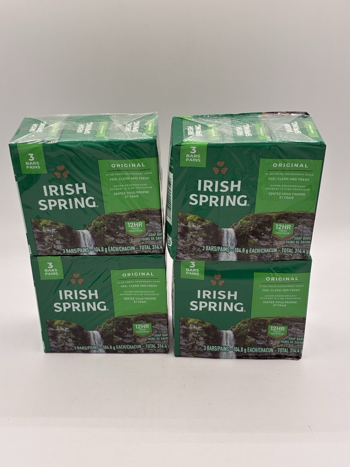 Lot of 4 Irish Spring Original Deodorant Bar Soap 3-Packs Total 12 Bars 3.7oz