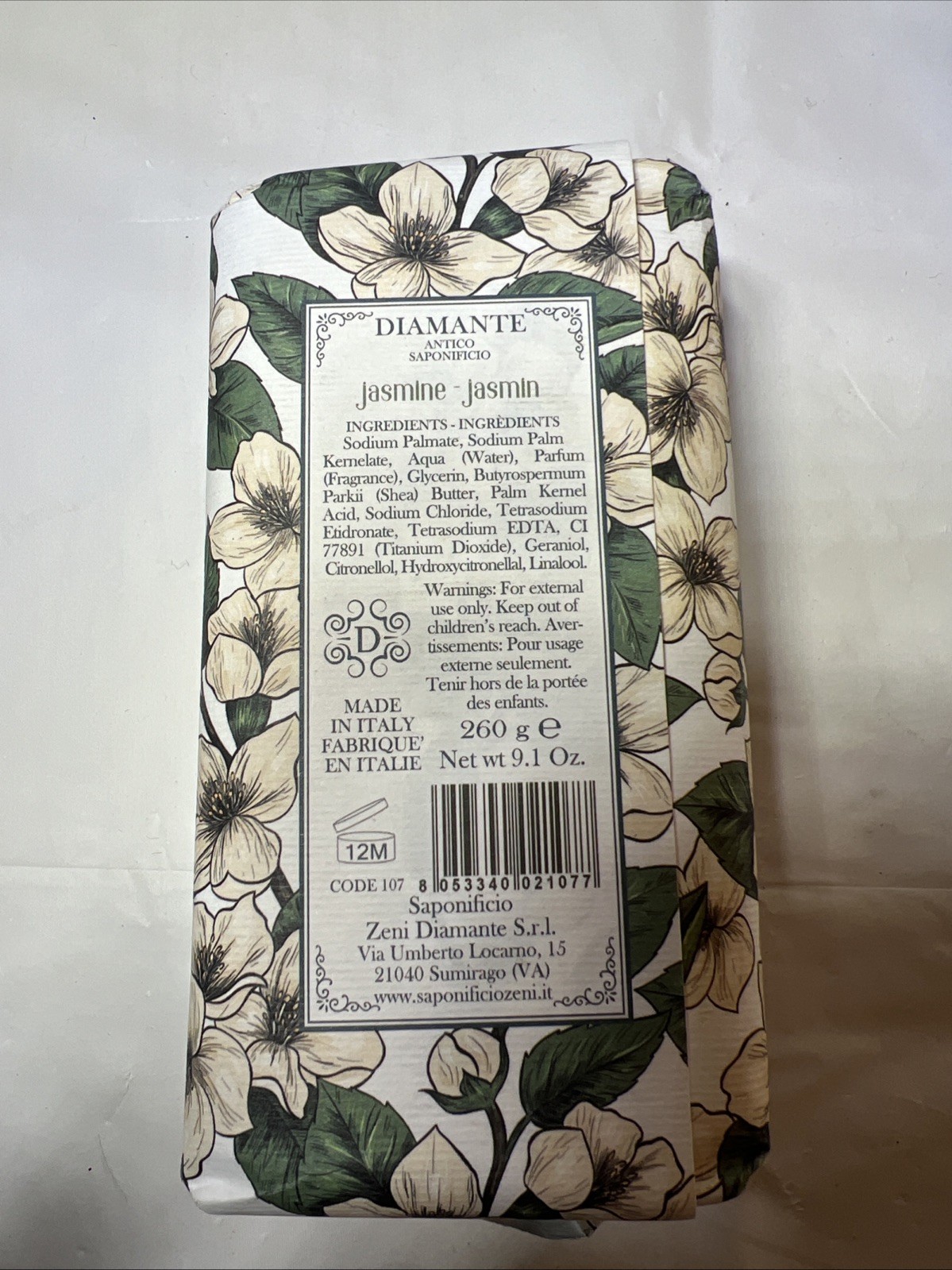 Diamanté Jasmine And Lily Soaps Made In Italy 9.1 Oz