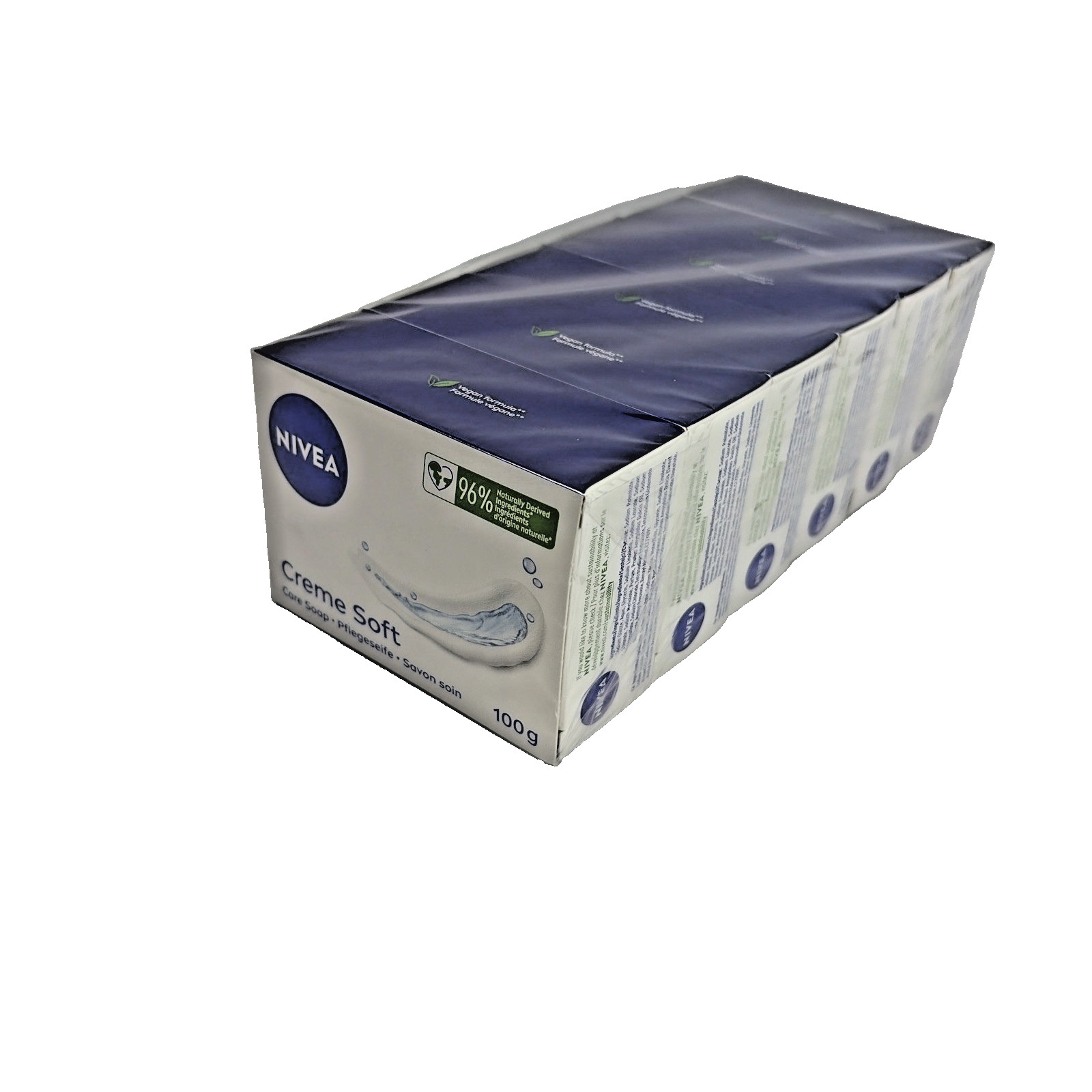 Pack Of 6 Nivea Creme Soft Care Bar Soap 96% Naturally Derived Ingredients 100g