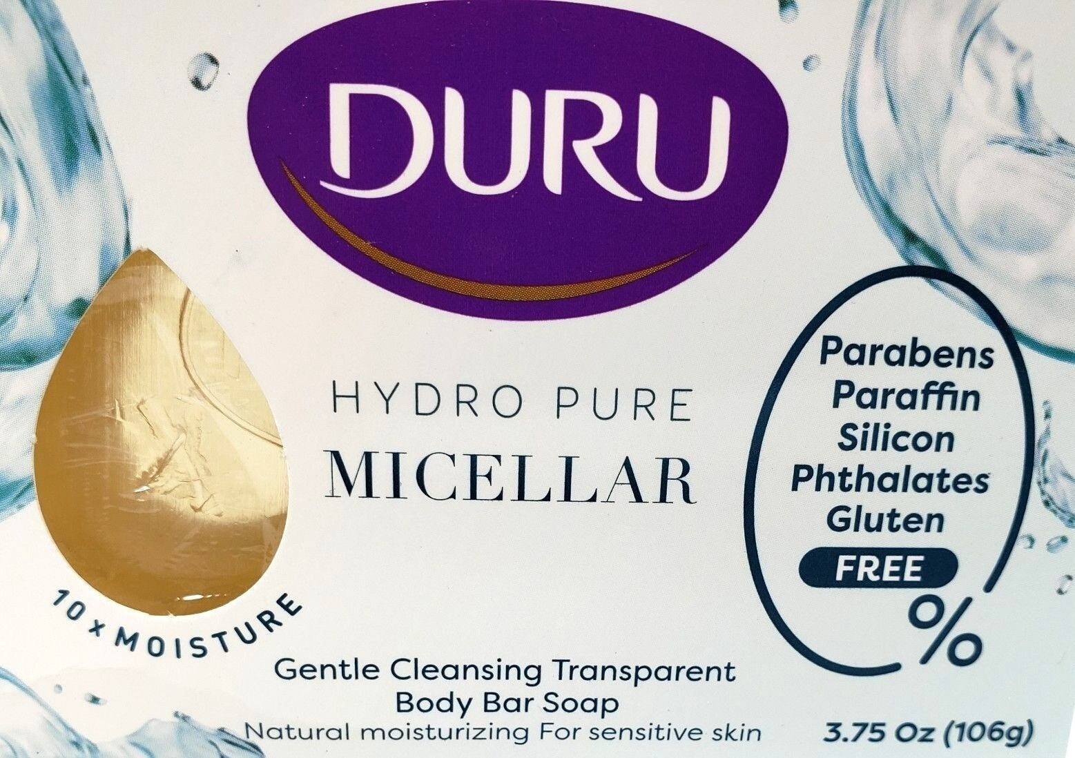 3.75 oz Duru Hydro Pure Micellar Gentle Cleansing Transparent Body Bar Soap