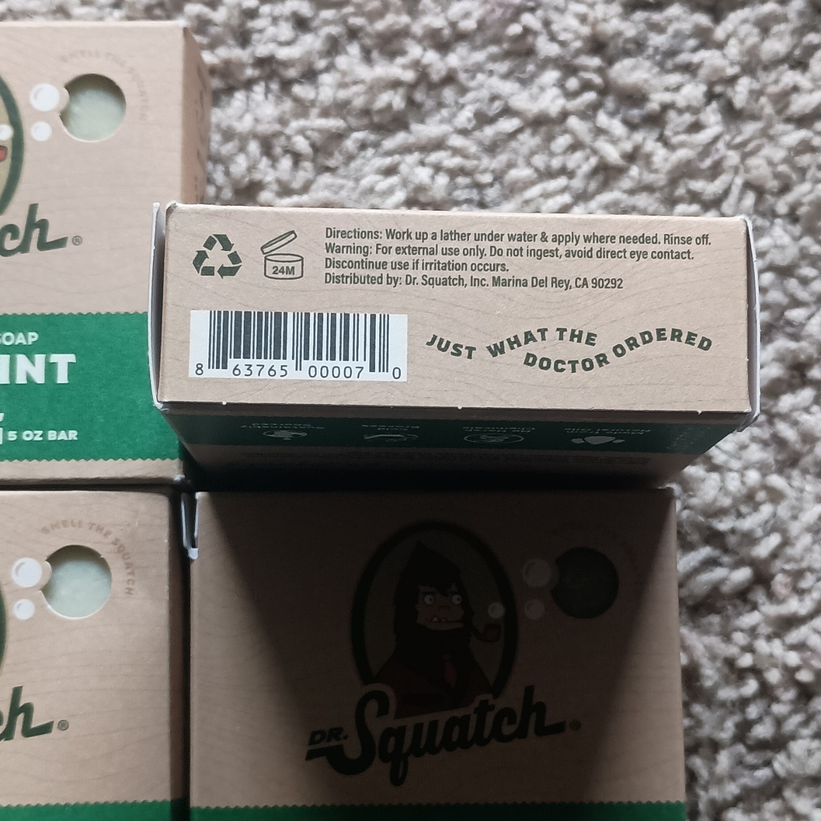 Dr. Squatch Men Spearmint Basil Bar Soap Zero Grit Multipack 5 oz Bars X6