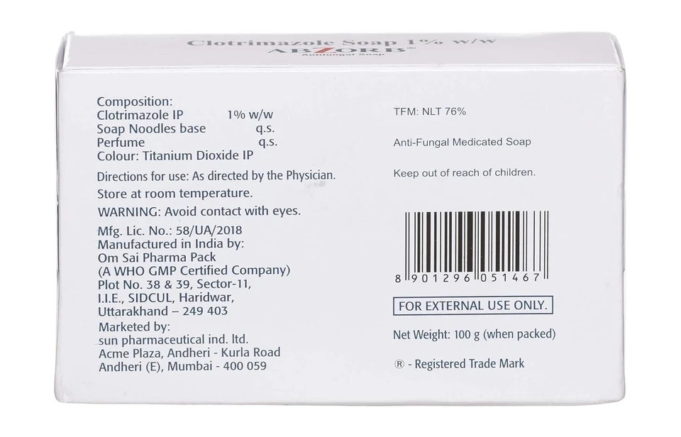 Abzorb Antifungal Cleansing Bar Soap 100gm Pack of 2X 100g