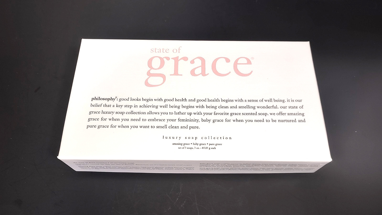 The Philosophy State of Grace 3 Piece Luxury Soap Bar Collection Set NIB Sealed