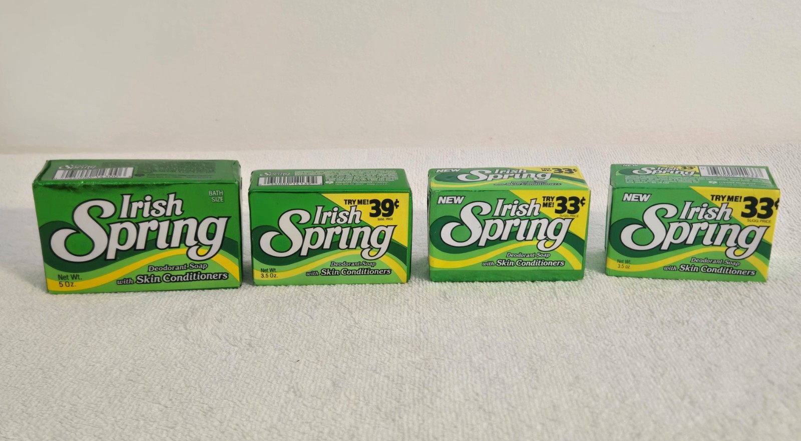 4 Bars of Vintage Irish Spring Deodorant Soap Classic Green Foil-Style Wrappers