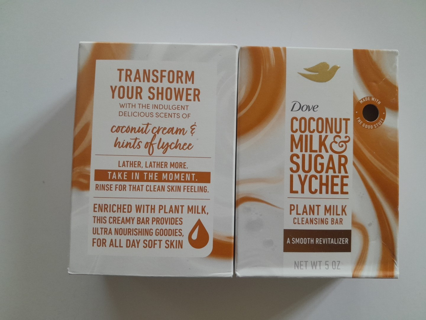 NEW Set of 2 Dove Coconut Milk & Sugar Lychee Plant Milk Cleansing 5 Oz Bars