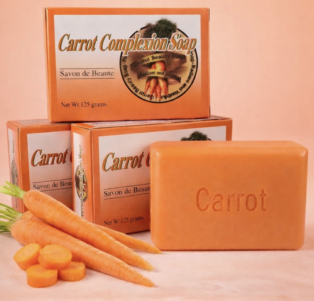12-Bars Soap CARROT COMPLEXION BEAUTY BAR WITH CARROT OIL 125g each BRAND NEW!