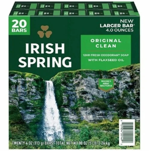 (20PK) Irish spring deodorant Bar soap – original scent 4oz x 20 CT-NIB