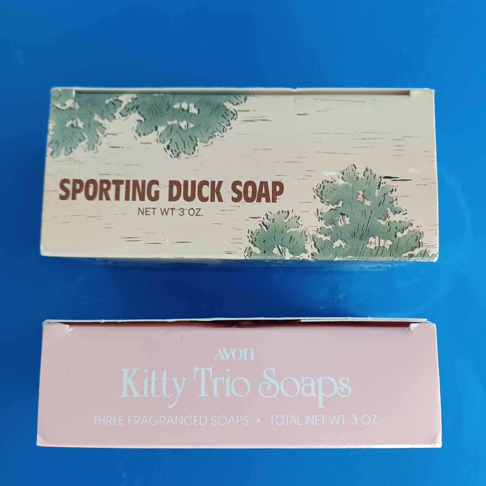 Lot of 2 Vintage Avon Soaps Sporting Duck Soap & Kitty Trio Soaps In Boxes NOS