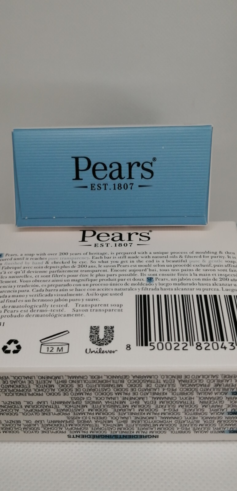 Pack of 2 Pears Transparent Soap Blue 100 g 3.53 Oz!