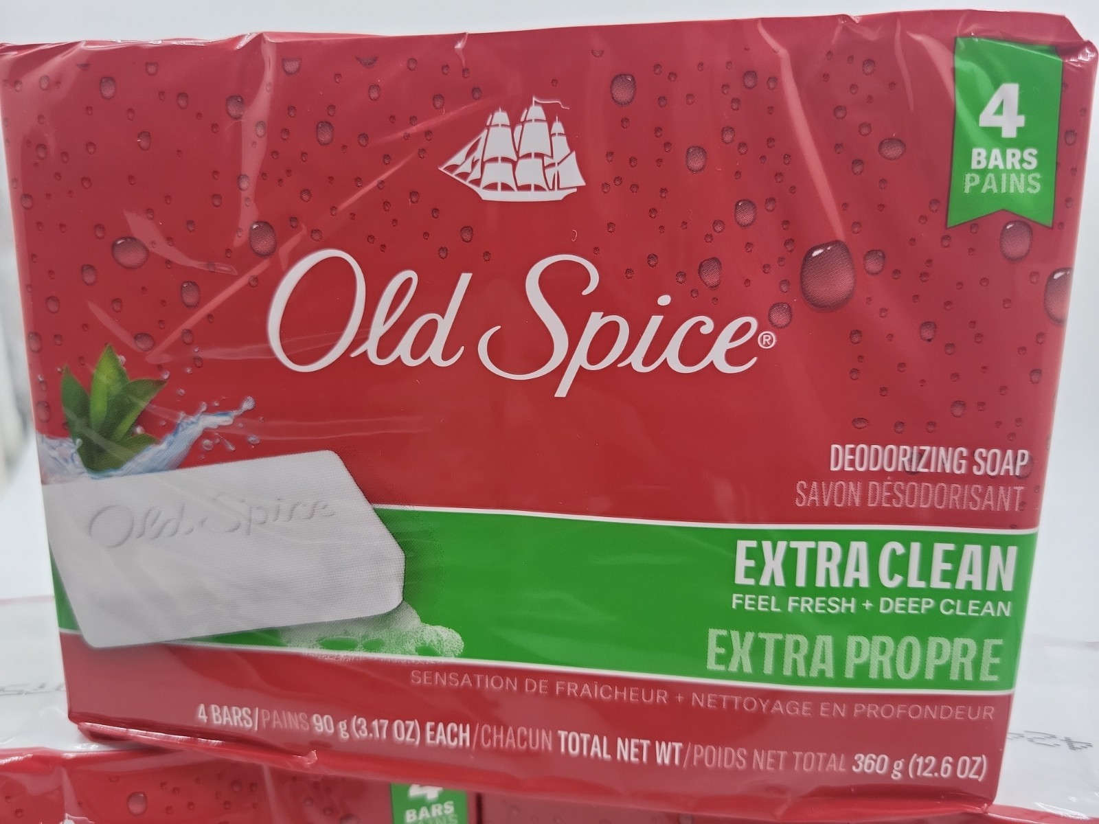 Lot Of 3 Packs Old Spice Deodorizing Bar Soap Extra Clean Fresh 3.17 oz. 12 Bars