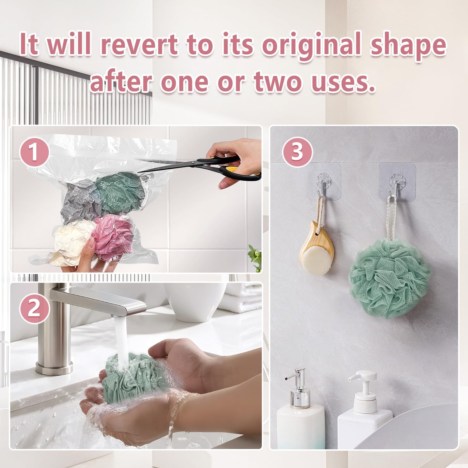 Rnoafmu Shower Loofah Bath Sponge, 60G 1 Count (Pack of 4), Ice Cream