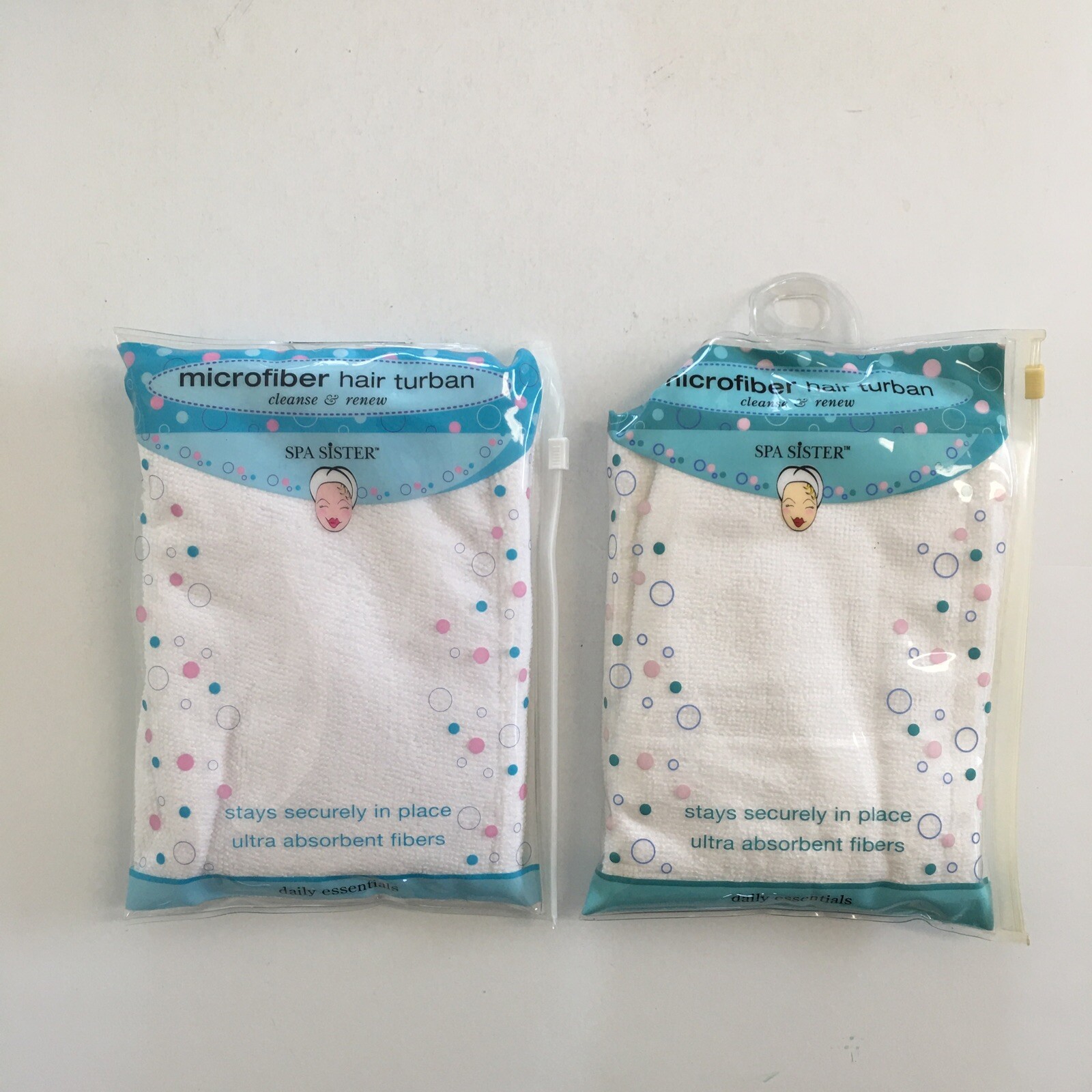 2 pk Spa Sister Microfiber Hair Turban Ultra Absorbent Drying Towel Twist Wrap