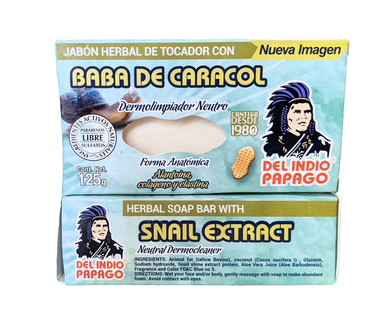2 PACK!🐌 DEL INDIO PAPAGO BABA DE CARACOL JABON/ HERBAL SOAP SNAIL EXTRACT