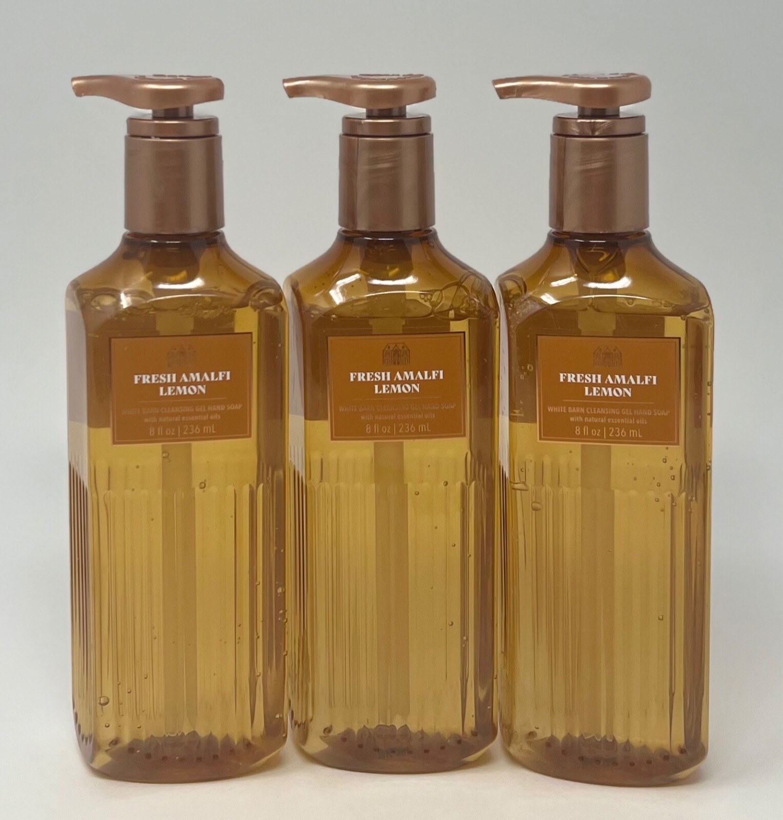3 NEW BATH & BODY WORKS FRESH AMALFI LEMON CLEANSING GEL HAND SOAP WASH 8OZ PUMP