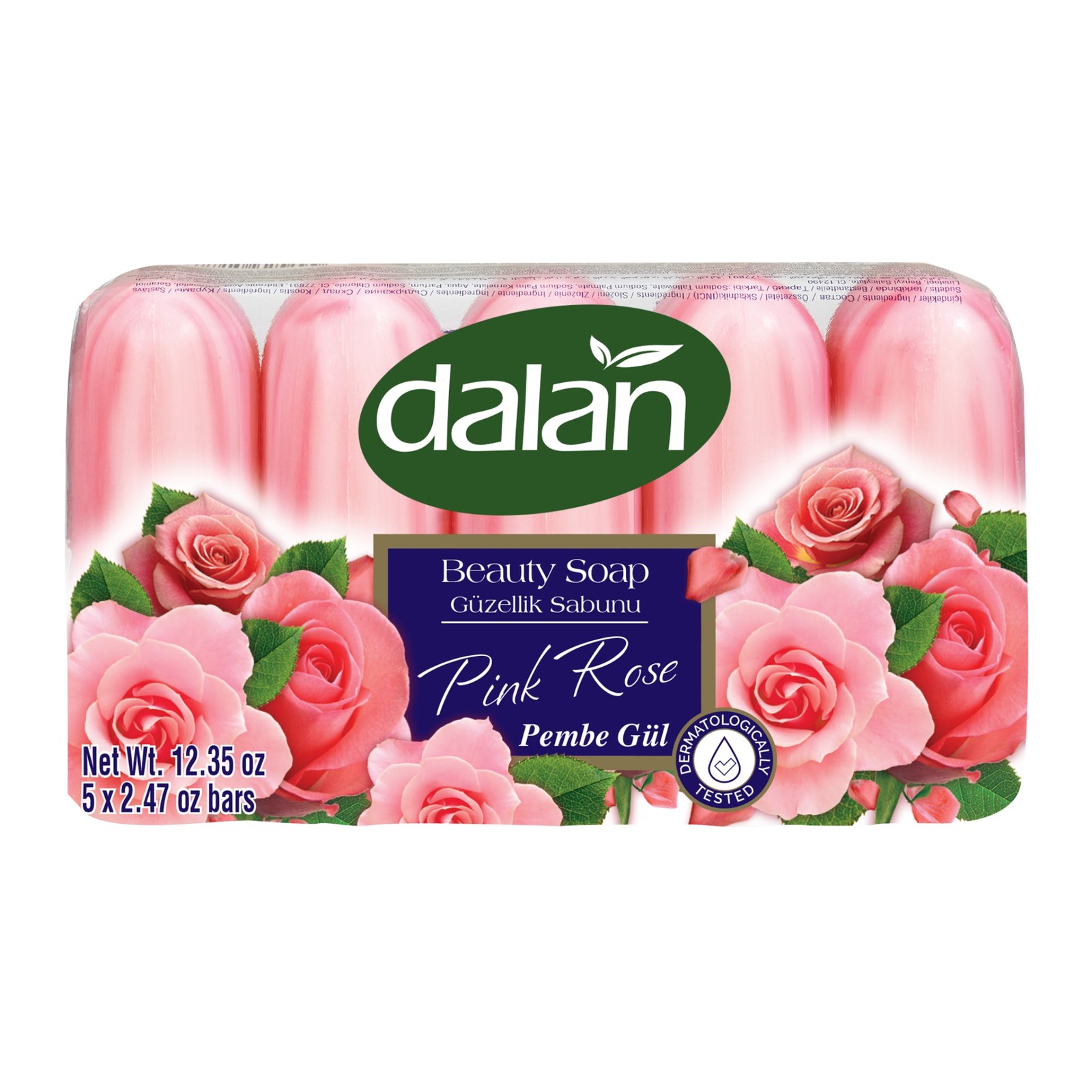 Dalan Pink Rose Beauty Soap Bar, 5 Bars x 2.47oz. Each
