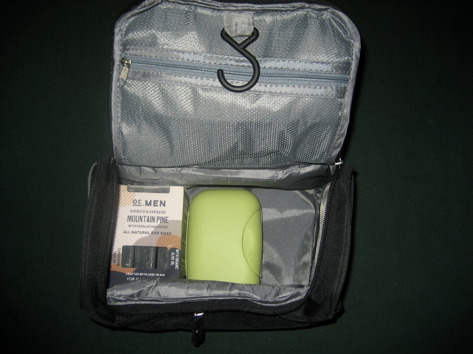 MENS TRAVEL TOILETRY BAG WITH ALL NATURAL OLIVIA 3 BAR SOAP AND CASE free ship