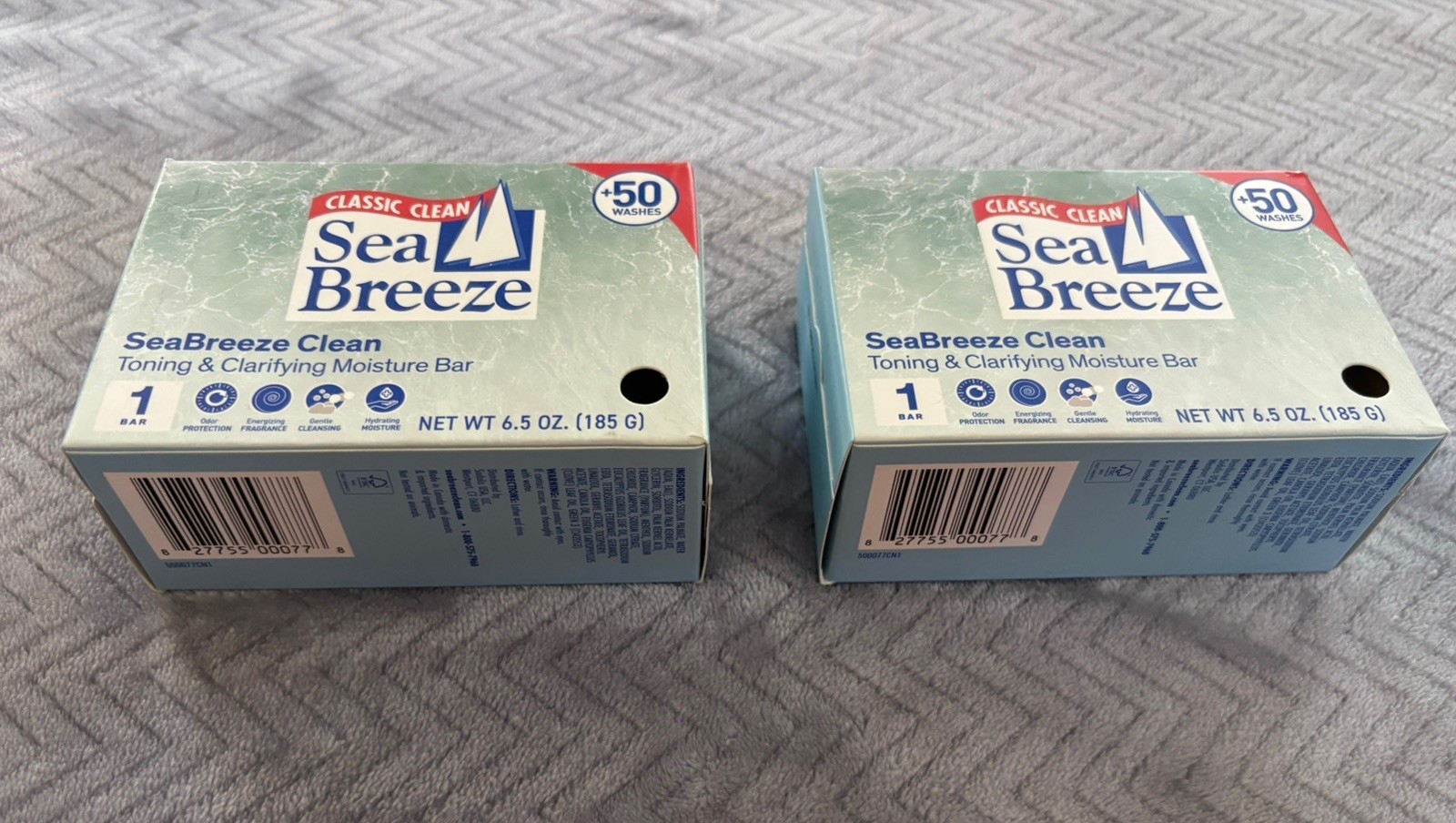 Lot of 2 Sea Breeze Classic Clean Bar Soap Toning and Clarifying Moisture 6.5 Oz