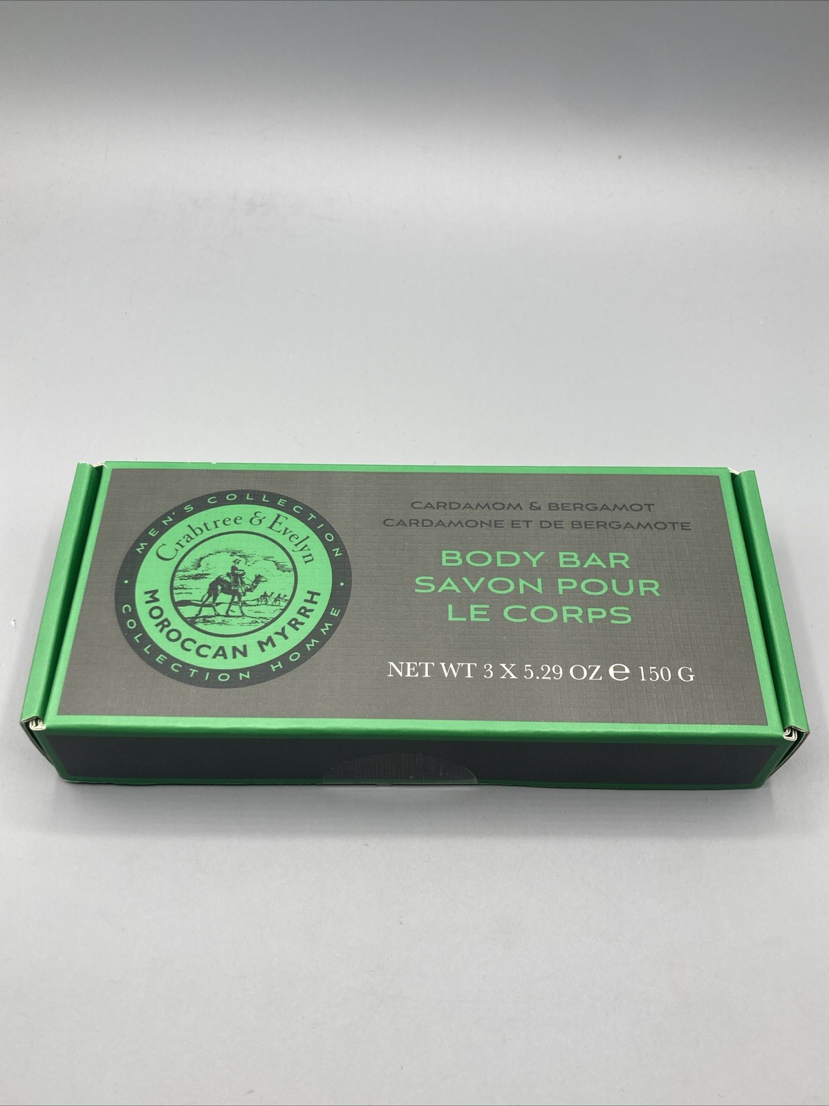 Crabtree & Evelyn Men’s Collection Moroccan Myrrh Body Bar Soap 3x 5.29 oz NIB