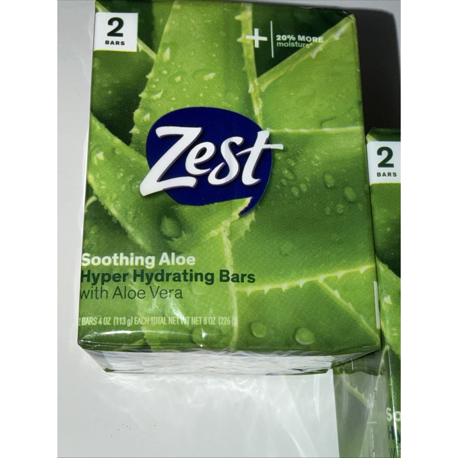 Zest Soothing Aloe Hyper Hydrating Bars Soap 4oz 4 Bars Total 2 Packs of 2