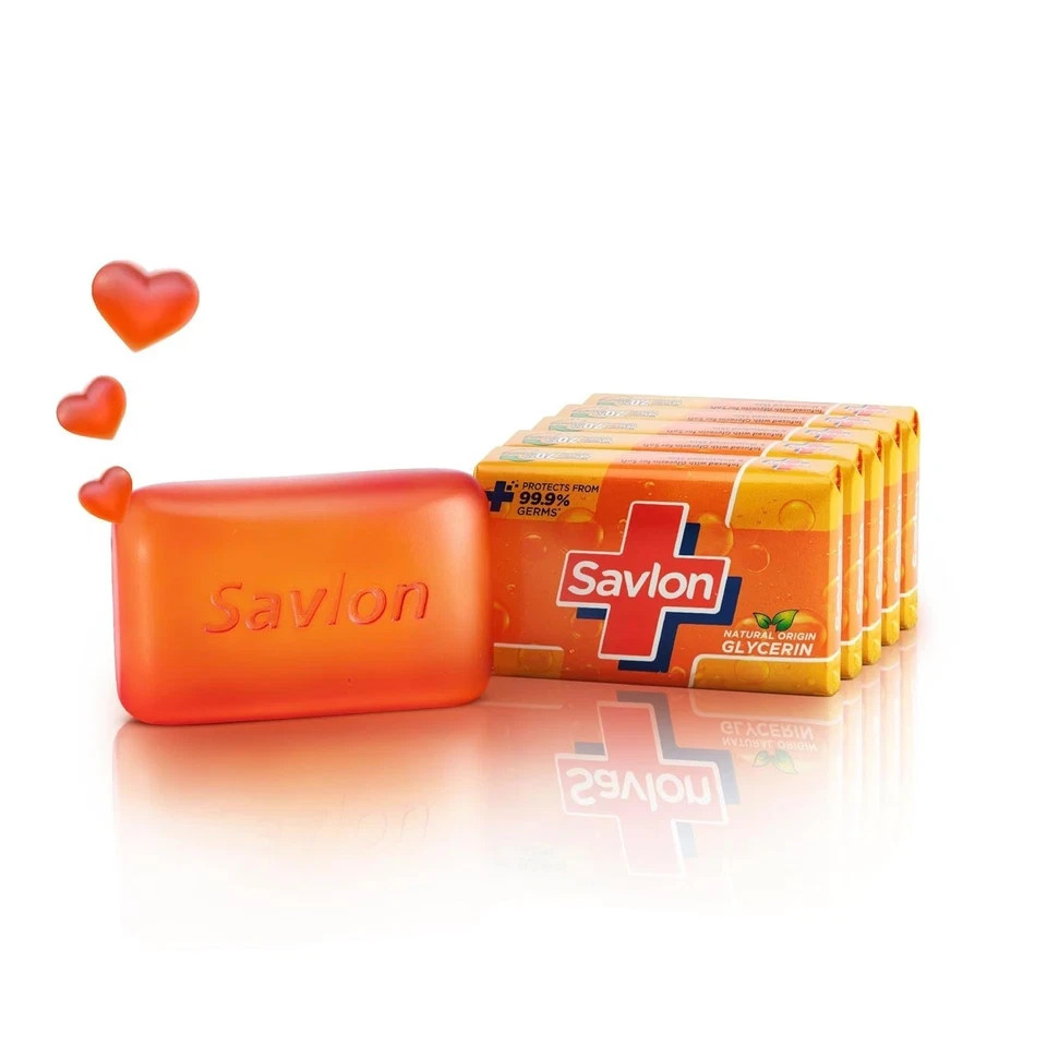 Savlon Moisturizing Glycerin Soap – Germ Protection – 5 × 120 g Bars – Unisex