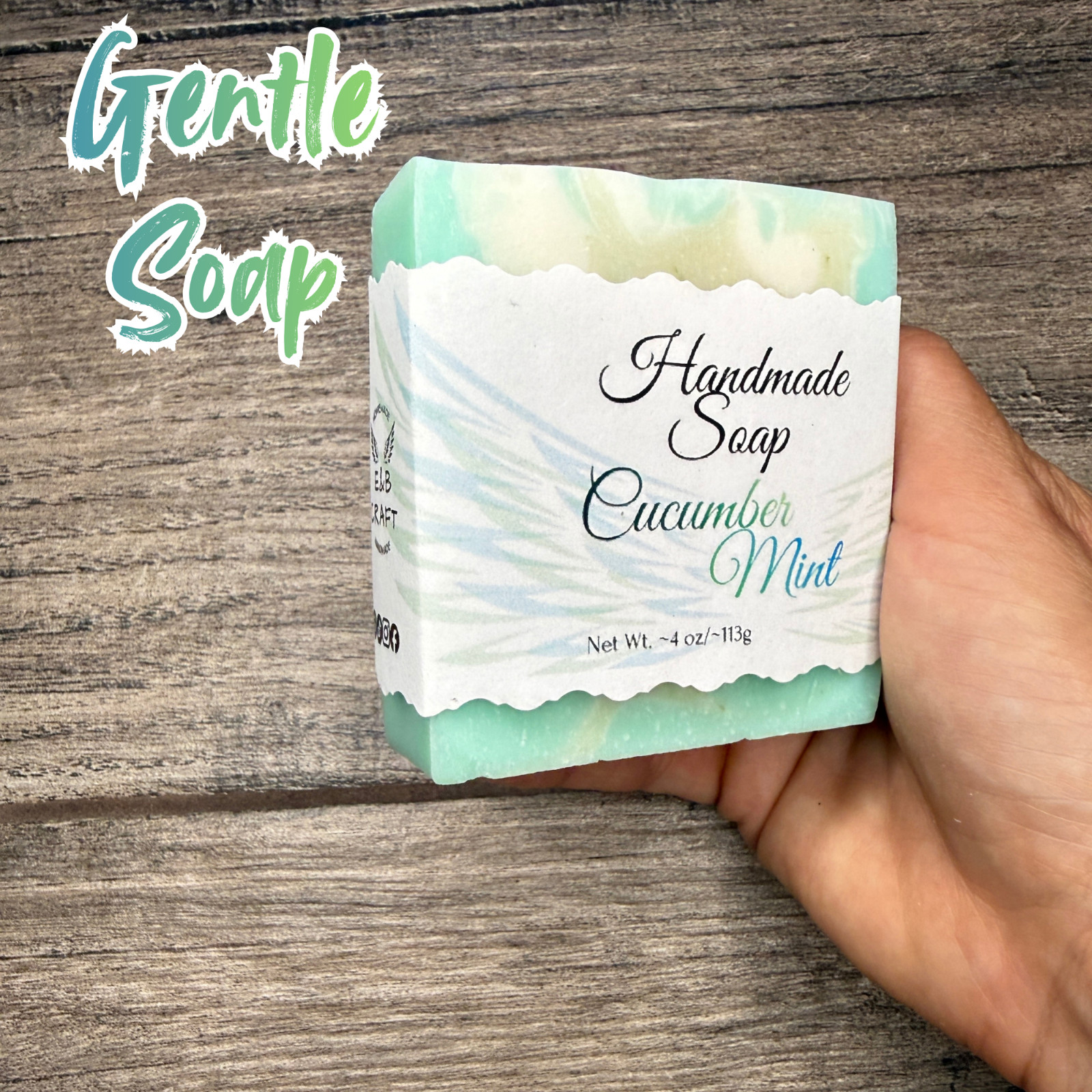 Handmade Cucumber Mint Soap Bar with Grass Fed Beef Tallow