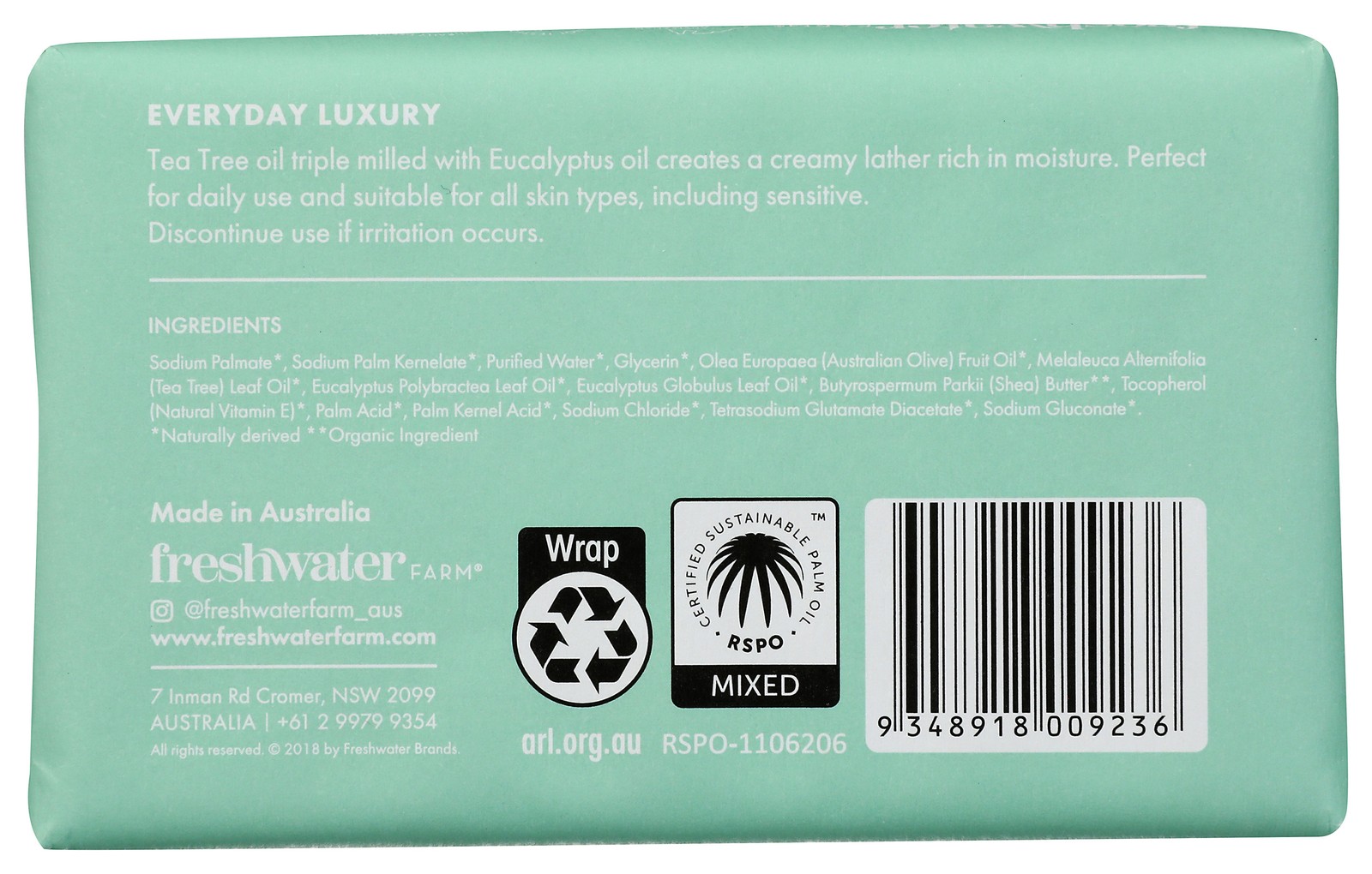 Castile Body Bar Tea Tree And Eucalyptus Oil By Freshwater Farm 7 Oz 8 Pack