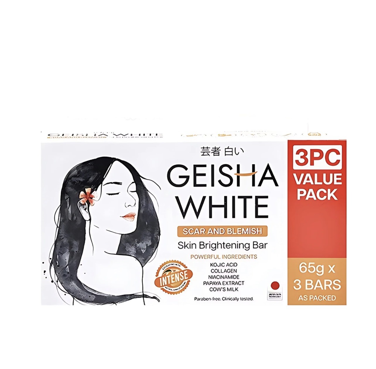 Geisha White INTENSE – Scar & Blemish Kojic Bar Soap – 3 X 65g